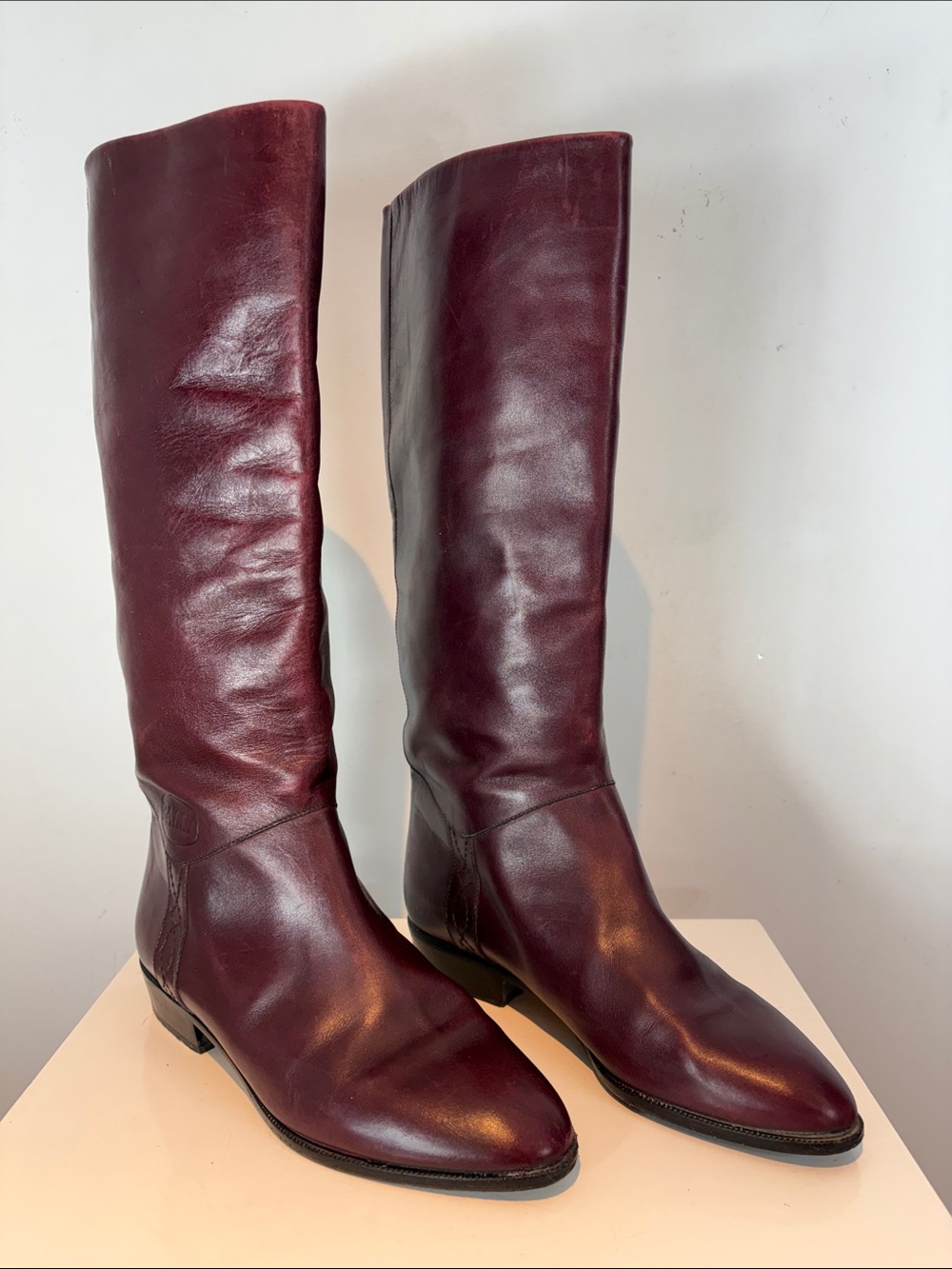 Vintage Bally Burgundy Leather Riding Boots Italy Women’s 8B Tall Boots
